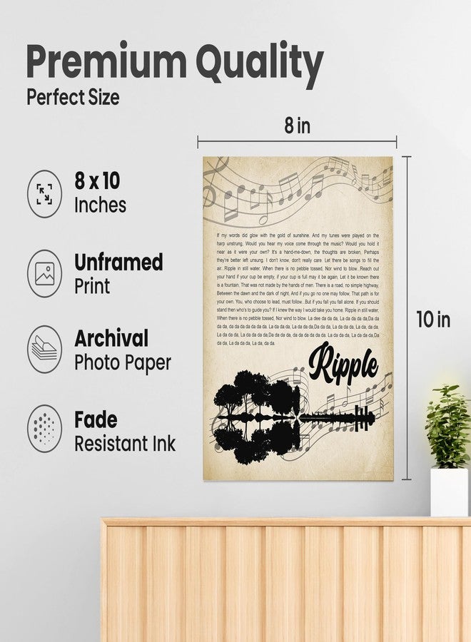ZUKIY Ripple Song Lyrics Art Canvas - Grateful Dead Ripple Lyrics Poster - Inspirational Wall Art for Office Decor - Music Poster Vintage Style - Ripple Lyric Print Unframed 8x10 - Retro Wall Poster - Image 2