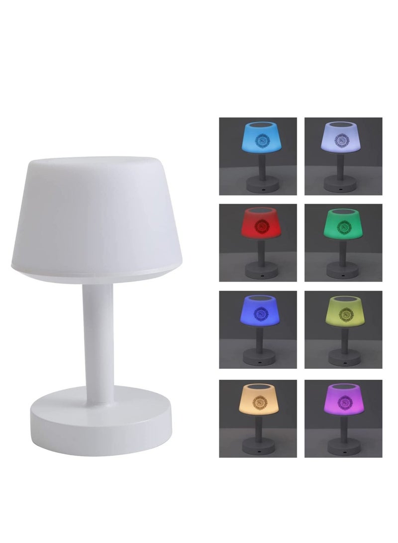 مصباح مكتب مكبر صوت القرآن / ساعة أذان / بلوتوث ، مصباح طاولة LED لمسة 7 ألوان 8 جيجابايت ، مع 16 قارئ بالإضافة إلى 16 ترجمة - Image 2