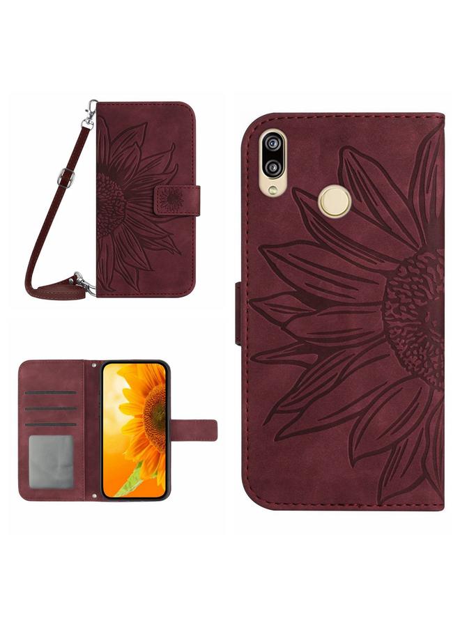 Zaboon Case For Huawei P20 Lite Skin Feel Sun Flower Pattern Flip Leather Phone Case with Lanyard - Image 1