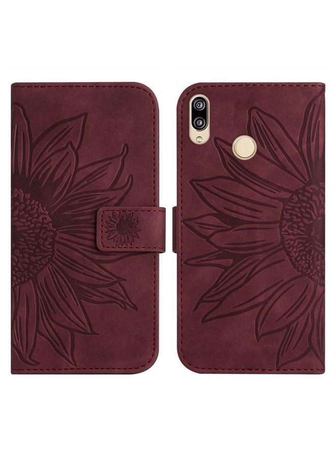 Zaboon Case For Huawei P20 Lite Skin Feel Sun Flower Pattern Flip Leather Phone Case with Lanyard - Image 2