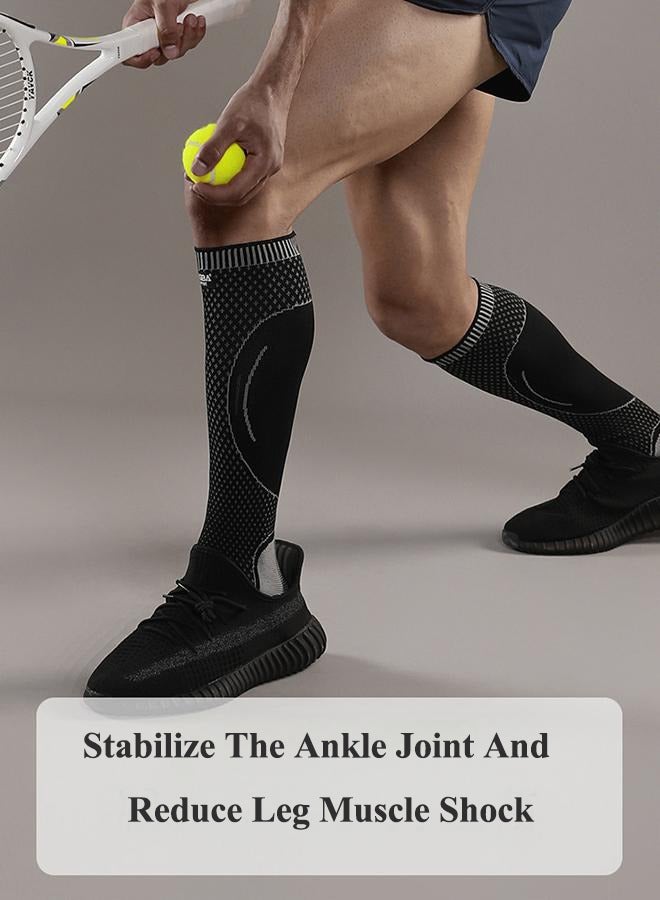جينجبا سابورت دعامة كاحل JINGBA للبالغين، كرة السلة الطويلة، ركوب الدراجات في الهواء الطلق، الجري، التدريب على المضمار والميدان، معدات حماية ضاغطة قابلة للتنفس، أكمام الساق - أكمام الساق للرجال والنساء تساعد في تخفيف آلام العضلات، وآلام الساق، وتعافي العضلات (أسود، M) - Image 5
