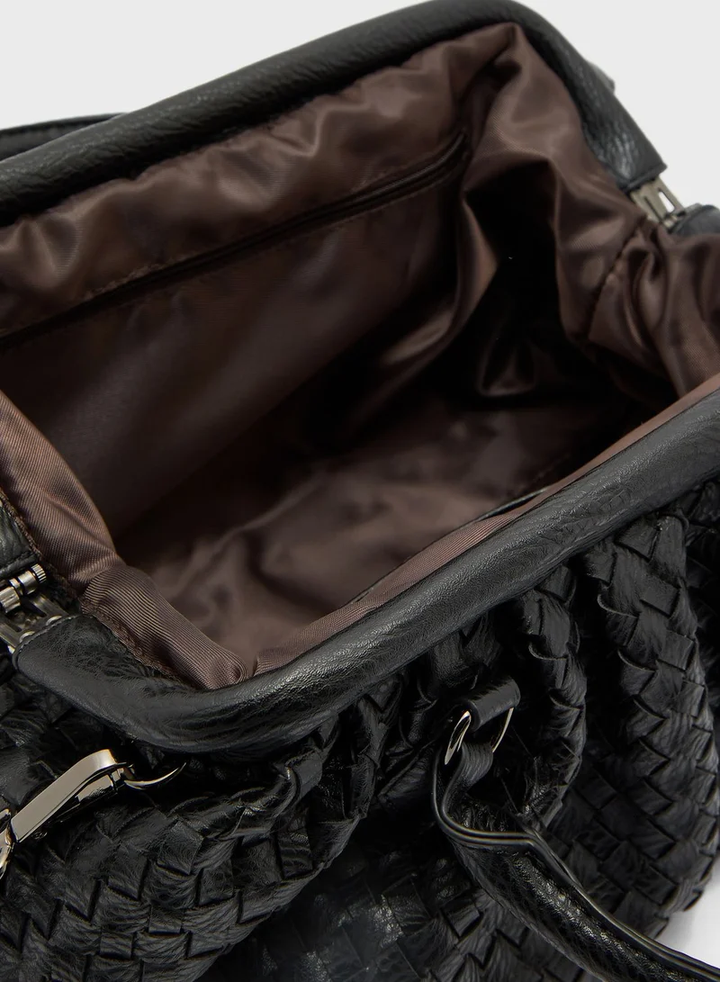 ELLA Weave Pouch Bag with Crossbody Strap