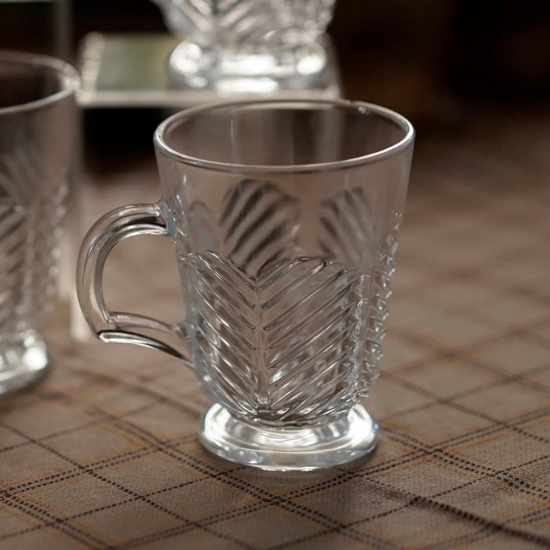 Courtyard Textured Cast Glass Awaum Cups Set of 4Clear White60 MLSet of 4 - Image 2