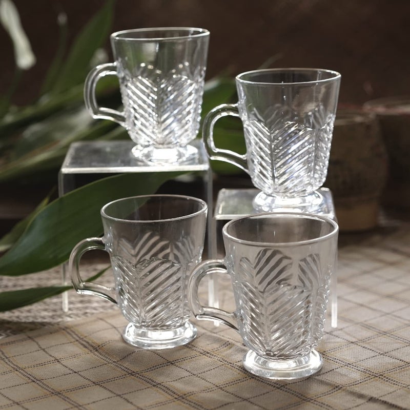 Courtyard Textured Cast Glass Awaum Cups Set of 4Clear White60 MLSet of 4 - Image 3