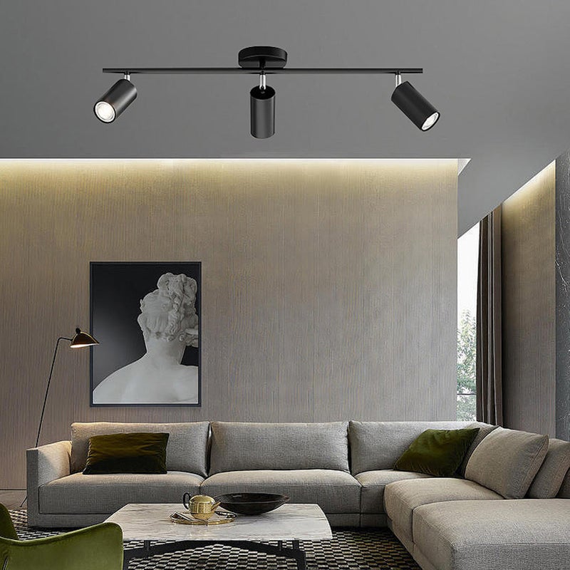 حزمة مصابيح المسار LED بثلاث رؤوس، ذراع بطول 15.9 بوصة، قابل للدوران بزاوية 90 درجة، بلون أسود مات، حزمة إضاءة مسار بثلاث مصابيح للمصباح GU10، 85-265 فولت - Image 4