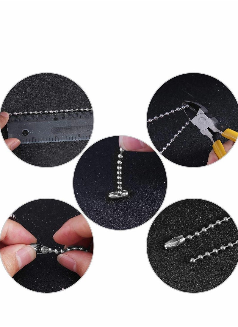 Excefore - Ball Bead Chain, 10 Meters Stainless Steel Chains Necklace with 20pcs Connectors Clasps, for Jewelry Making Bracelet Military Crafts, Silver Metal Pull Chain Small Roll - Image 1