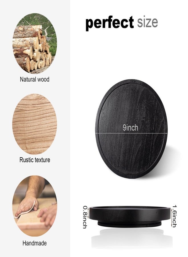 zoocatia Wood Lazy Susan Organizer Kitchen Turntable for Cabinet Farmhouse Bathroom Decor Round Decorative Tray for Vanity, Counter, Sink, Coffee Table, 9 Inch, Black - Image 3