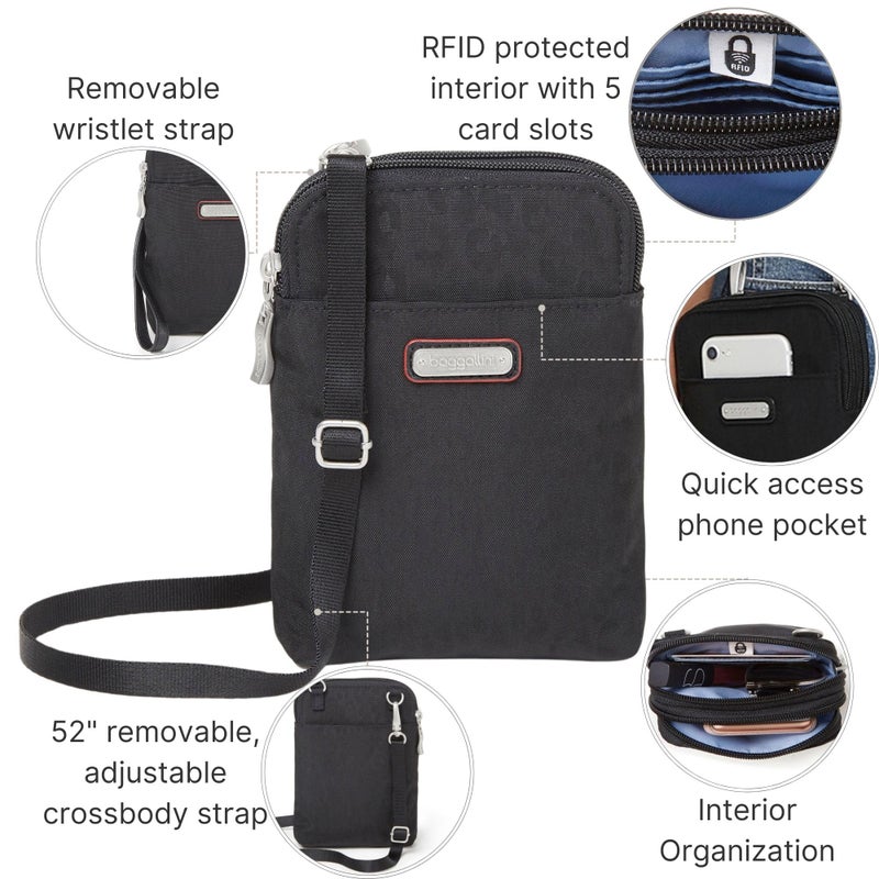 Baggallini Take Two RFID Bryant Crossbody - 5x7.25" Lightweight Small Phone Wallet Crossbody Bag - Nylon Travel Purse - Image 3