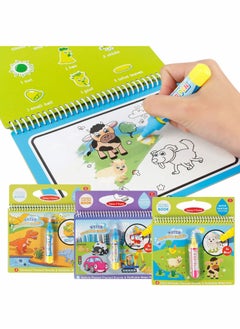 Y&D Water Drawing Books Mess Free Coloring for Toddlers Doodle Painting Board with Pen Educational Toys Birthday Gift Kids Girls Boys Dinosaur Cartoon Vehicle  - Image 1
