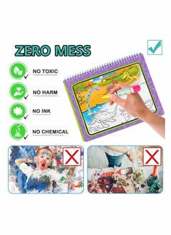 Y&D Water Drawing Books Mess Free Coloring for Toddlers Doodle Painting Board with Pen Educational Toys Birthday Gift Kids Girls Boys Dinosaur Cartoon Vehicle  - Image 4