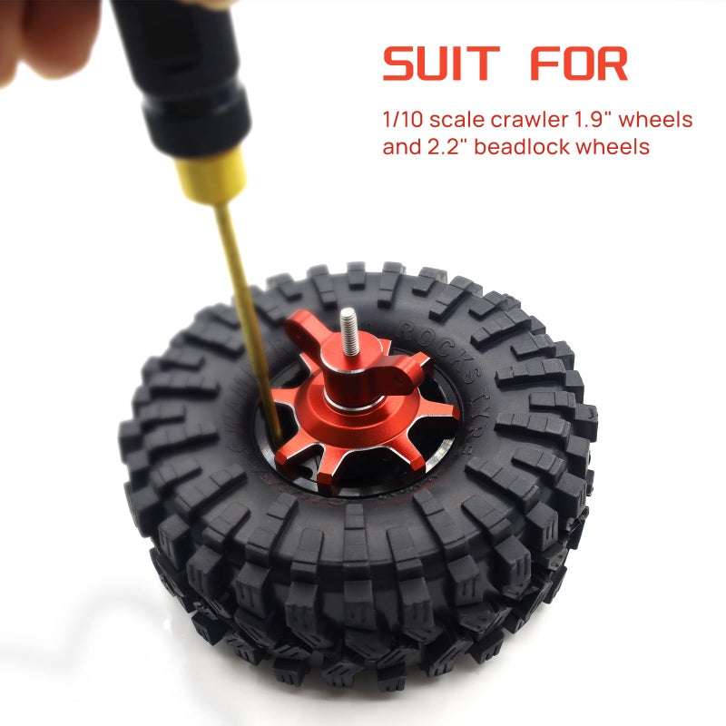 HOPLEX RC Car Tires Tool 1.9 2.2 inch Beadlock Hub Tire Assemble/Removal Tool Fits for for Traxxas TRX4 TRX6 Axial SCX10 II III Redcat 1/10 RC Crawler (Red) - Image 2