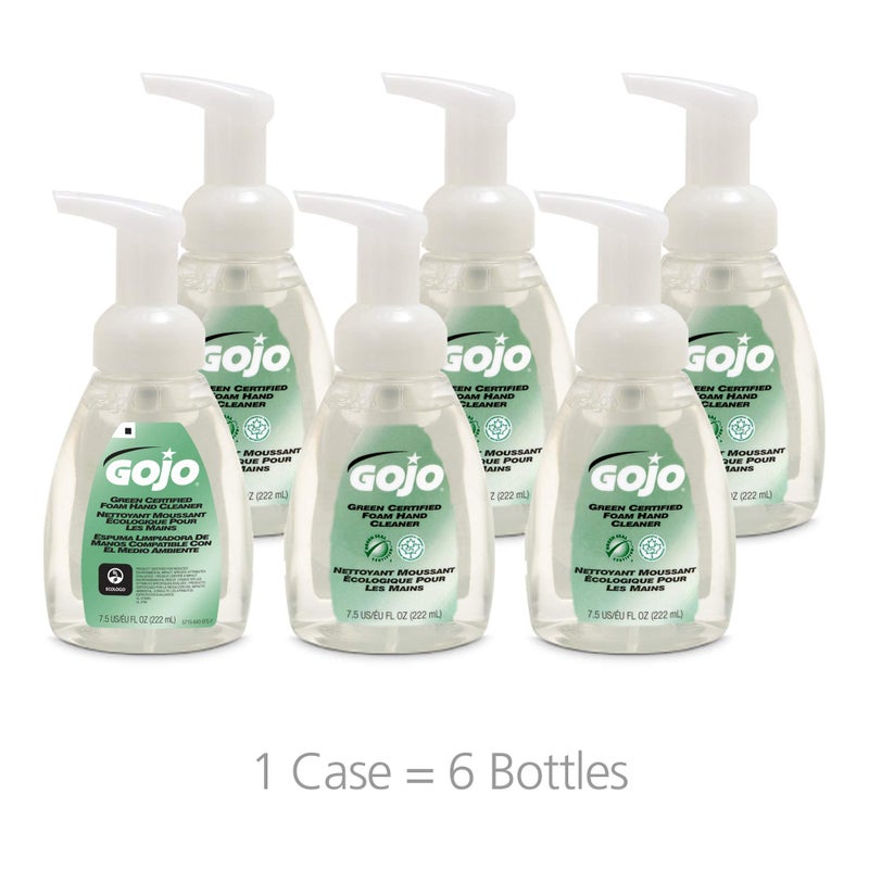 GOJO Green Certified Foam Hand Cleaner, Fragrance Free, 7.5 fl oz Foaming Hand Soap Pump Bottle (Pack of 6) - 5715-06 - Image 4