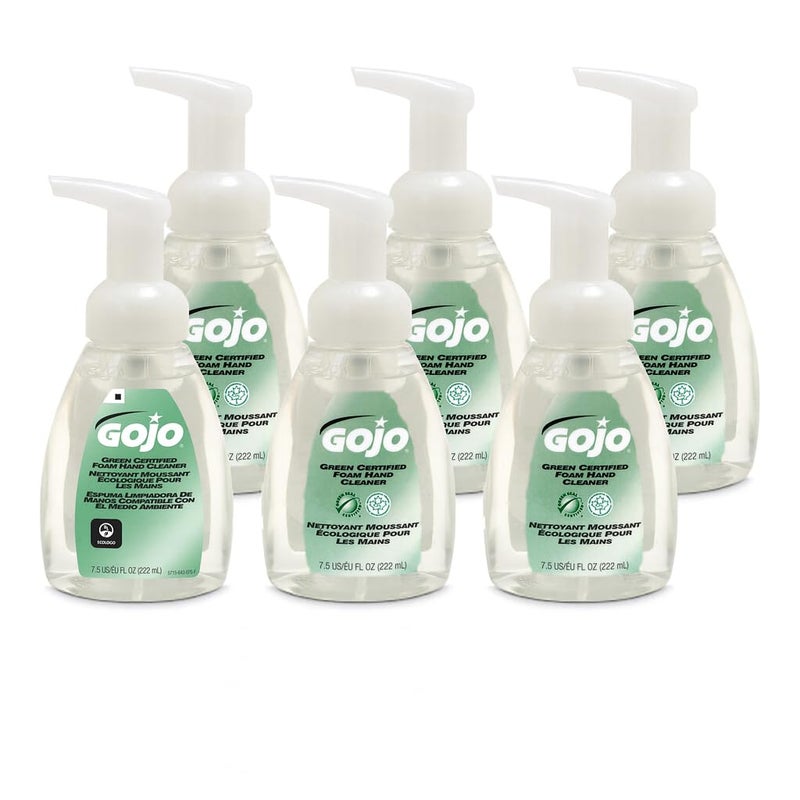 GOJO Green Certified Foam Hand Cleaner, Fragrance Free, 7.5 fl oz Foaming Hand Soap Pump Bottle (Pack of 6) - 5715-06 - Image 1