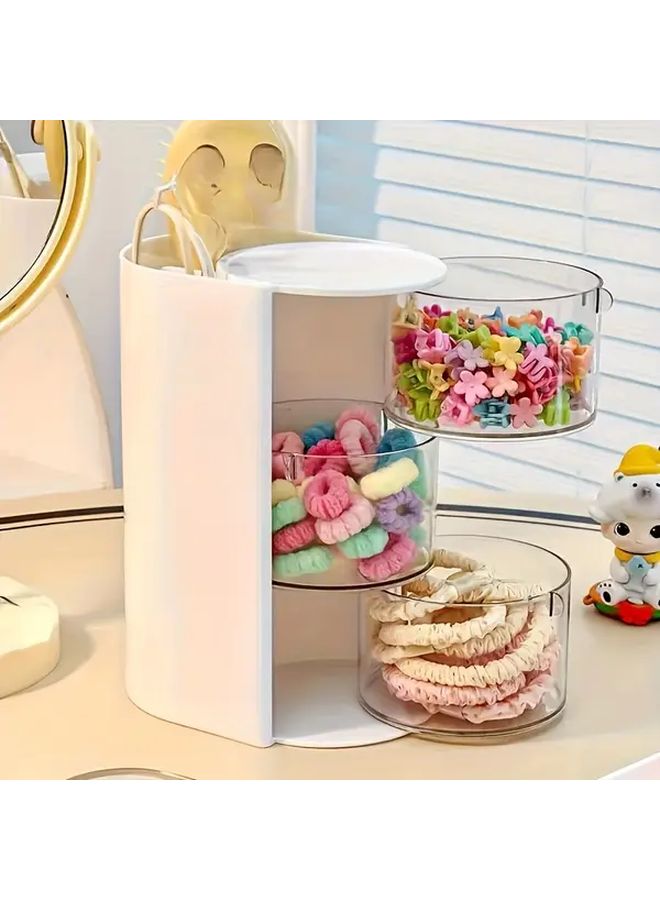 White Three Layer Clear Plastic Hair Accessories Organizer Storage Box - Image 5