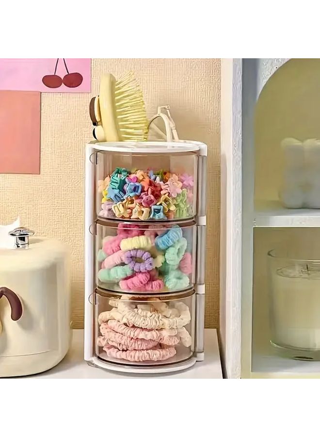 White Three Layer Clear Plastic Hair Accessories Organizer Storage Box - Image 4