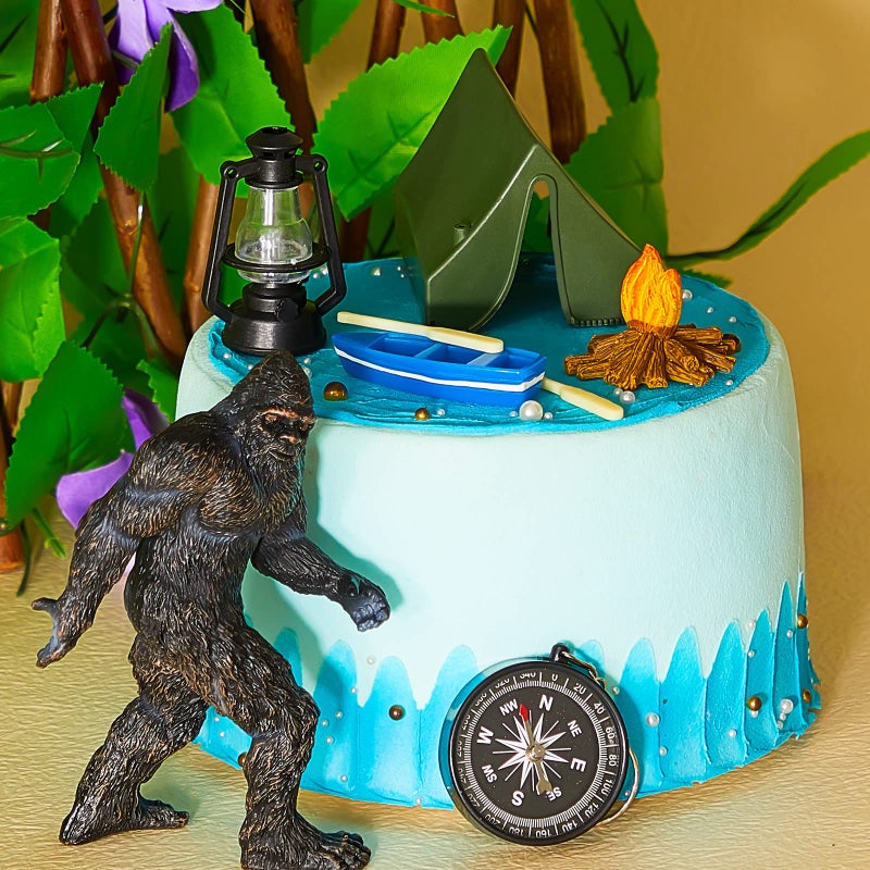 Woanger 12 Pcs Bigfoot Camping Cake Topper Include Bigfoot Statue Camping Themed Party Cake Decoration Sasquatch Monsters Figure for Adults Camper Forest Theme Birthday Party Supplies - Image 3