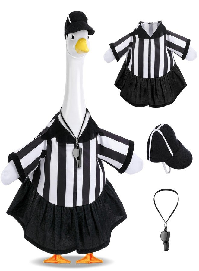Watayo 3 Pcs/Set Referee Porch Goose Outfits, Lawn Goose Statue Women Referees Costume, Garden Goose Clothes Referee Dress Hat and Whistle for 23" Statue Halloween Sports Season Outdoor Patio Yard Decor - Image 1