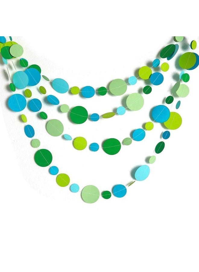 Decor365 Green and Blue Circle Dots Garlands Kit for Party Decorations Spring Summer Bubble Hanging Streamer Backdrop Wall Bunting Banner for Wedding/Baby Shower/Birthday Under The Sea/Table Runner - Image 1