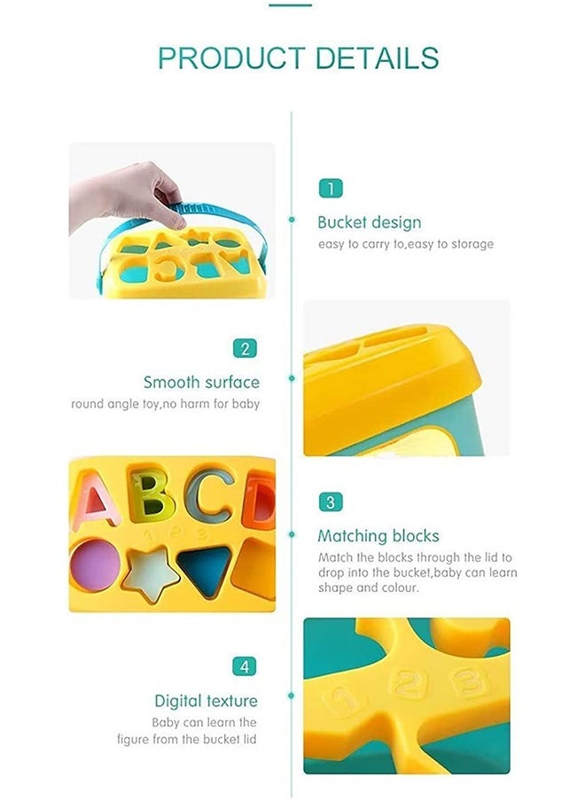 Shape Sorting Blocks for Kids Toys Baby Sorting Toys Storage Bucket with Handle Shapes Sorter ABCD Blocks for Kids Learning Stacking Sorting Blocks Toys for kids Toddlers 1+ Years Boy Girl  - Image 5