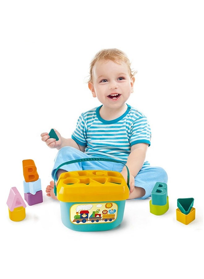 Shape Sorting Blocks for Kids Toys Baby Sorting Toys Storage Bucket with Handle Shapes Sorter ABCD Blocks for Kids Learning Stacking Sorting Blocks Toys for kids Toddlers 1+ Years Boy Girl  - Image 1