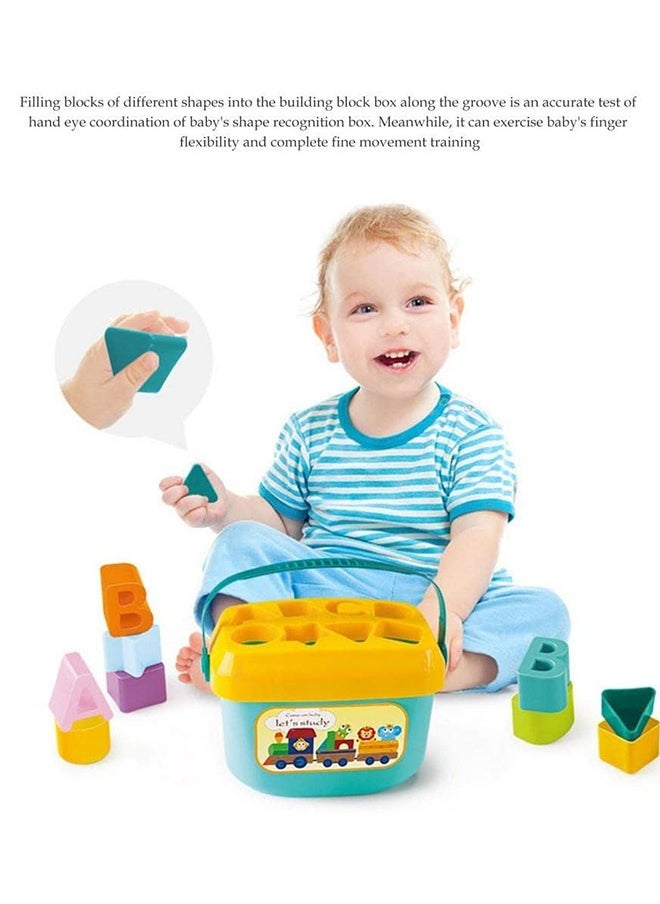 Shape Sorting Blocks for Kids Toys Baby Sorting Toys Storage Bucket with Handle Shapes Sorter ABCD Blocks for Kids Learning Stacking Sorting Blocks Toys for kids Toddlers 1+ Years Boy Girl  - Image 4