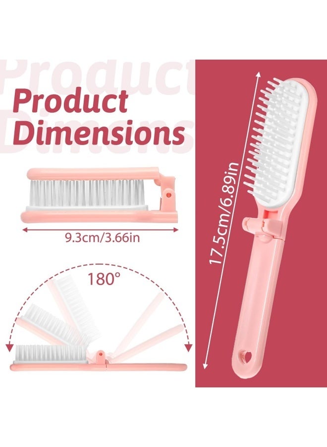 4 Pcs Folding Hair Brush - Travel Folding Hair Brush - Mini Portable Hair Comb - Mini Folding Hairbrush Comb Small Compact Pocket Hair Brush for Women Men Family School Travel - 4 Colors - Image 2