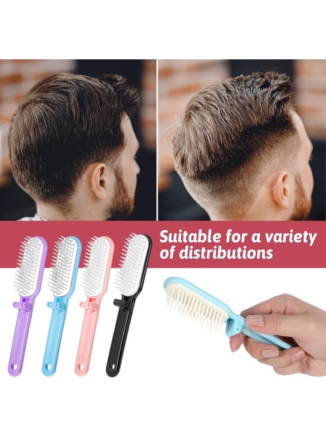4 Pcs Folding Hair Brush - Travel Folding Hair Brush - Mini Portable Hair Comb - Mini Folding Hairbrush Comb Small Compact Pocket Hair Brush for Women Men Family School Travel - 4 Colors - Image 4