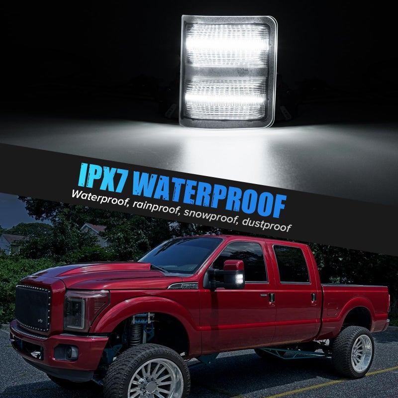 LUDARM LED Tow Mirror Marker light Compatible with 2008-2016 F250 F350 F450 F550 super duty 2013-201414 F150 Switchback White Driving Parking Light Amber Turn Signal Light 2PCS Clear Lens - Image 5