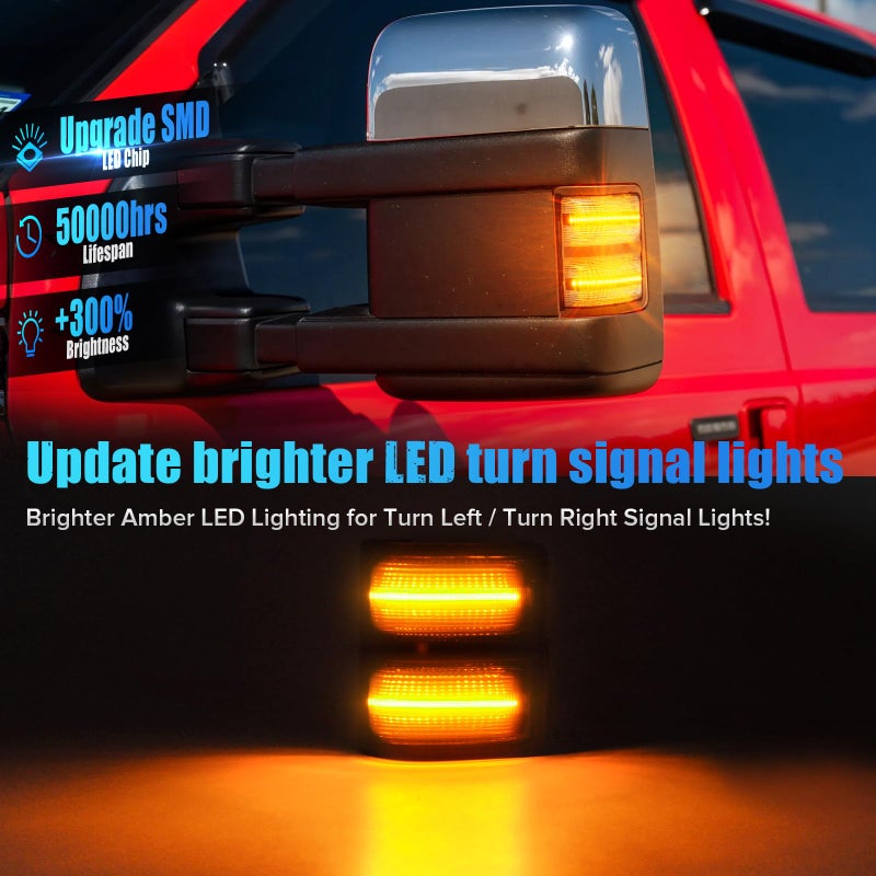 LUDARM LED Tow Mirror Marker light Compatible with 2008-2016 F250 F350 F450 F550 super duty 2013-201414 F150 Switchback White Driving Parking Light Amber Turn Signal Light 2PCS Clear Lens - Image 2