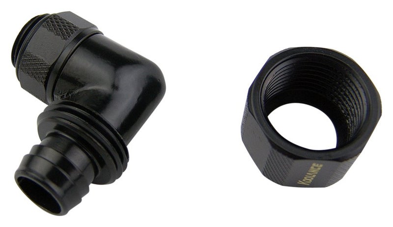 Koolance FIT-L10X13-BK Rotary Elbow Compression Fitting for 10mm x 13mm (3/8in x 1/2in) *Black*, G 1/4 BSPP - Image 2