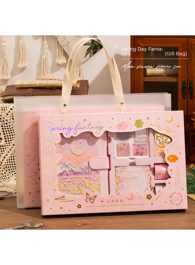 Bluejw Oil Painting Stick Hand Account Book Gift Box Suit Girl Heart Girl Hand Account Thickened Notepad Ins Style Primary School Student Gift - Image 1