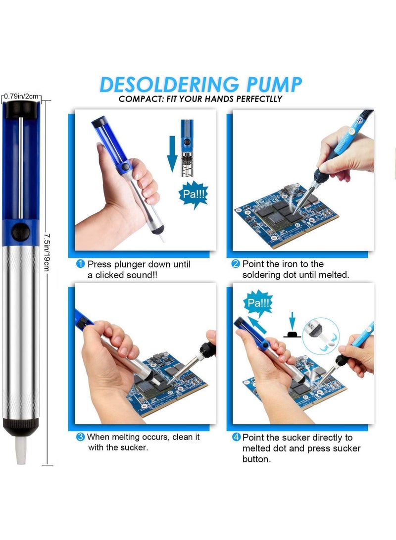 Bukela Soldering Iron Kit, Soldering Iron 60W Adjustable Temperature(200-450℃) Welding Tool, 5pcs Soldering Tips, Desoldering Pump, Soldering Iron Stand, Tweezers - Image 3