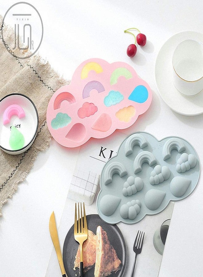 HiParty 2Pcs Rainbow Cloud Raindrop Chocolate Candy Silicone Molds, Rain Theme Gummy Fat Bomb Fondant Cake Decorating Cupcake Muffin Cookie Pan Mould Resin Mini Soap Clay Mold Ice Cube Trays - Image 5