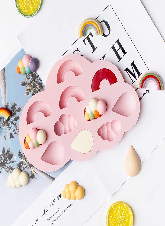 HiParty 2Pcs Rainbow Cloud Raindrop Chocolate Candy Silicone Molds, Rain Theme Gummy Fat Bomb Fondant Cake Decorating Cupcake Muffin Cookie Pan Mould Resin Mini Soap Clay Mold Ice Cube Trays - Image 3