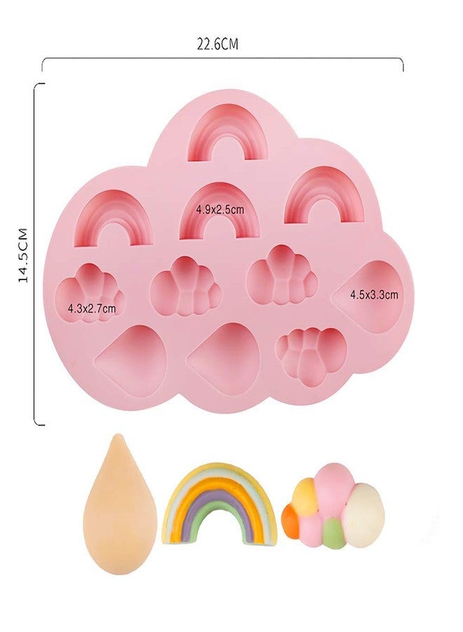 HiParty 2Pcs Rainbow Cloud Raindrop Chocolate Candy Silicone Molds, Rain Theme Gummy Fat Bomb Fondant Cake Decorating Cupcake Muffin Cookie Pan Mould Resin Mini Soap Clay Mold Ice Cube Trays - Image 2