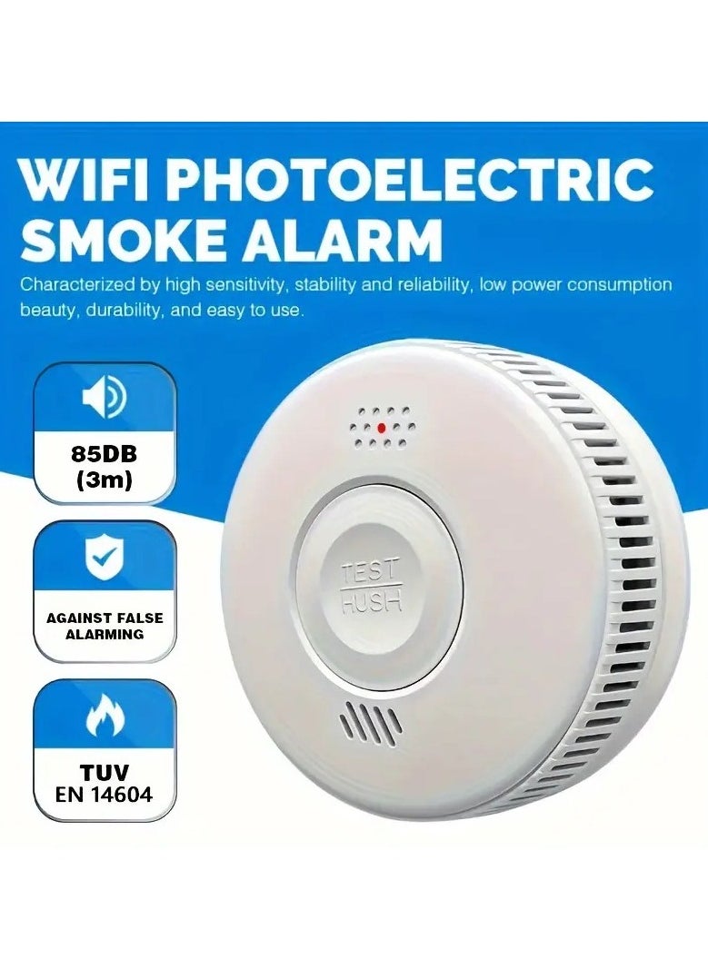 ARIZA Smart Smoke Alarm with WiFi Function, TUYA Platform Support, Advanced False Alarm Prevention, Non-rechargeable AA Powered, 3-Year Battery, Easy Installation Fire Detector