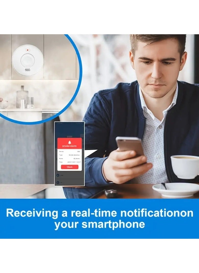 ARIZA Smart Smoke Alarm with WiFi Function, TUYA Platform Support, Advanced False Alarm Prevention, Non-rechargeable AA Powered, 3-Year Battery, Easy Installation Fire Detector