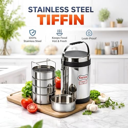 Expresso Smart Hot Carrier Lunch Box Stainless Steel Office Range 5 Container (5 Containers) - Image 5