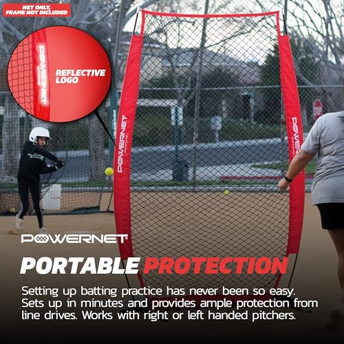 PowerNet 4x7 FT Portable Pitching I-Screen NET ONLY, Softball Baseball Pitcher Protection, Practice Net for Pitching and Hitting, Instant Player and Coach Protector from Line Drives Grounders - Image 5