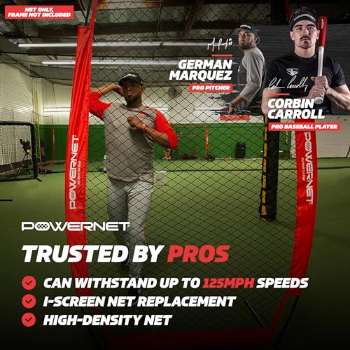PowerNet 4x7 FT Portable Pitching I-Screen NET ONLY, Softball Baseball Pitcher Protection, Practice Net for Pitching and Hitting, Instant Player and Coach Protector from Line Drives Grounders - Image 2
