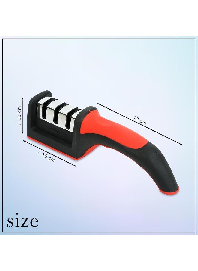 3 in 1 Knife Sharpener with Easy-Grip Handle and Non-Slip Rubber Base, 3-Stage Sharpening Tool for All Types of Ceramic Knives and Steel Knives - Image 5