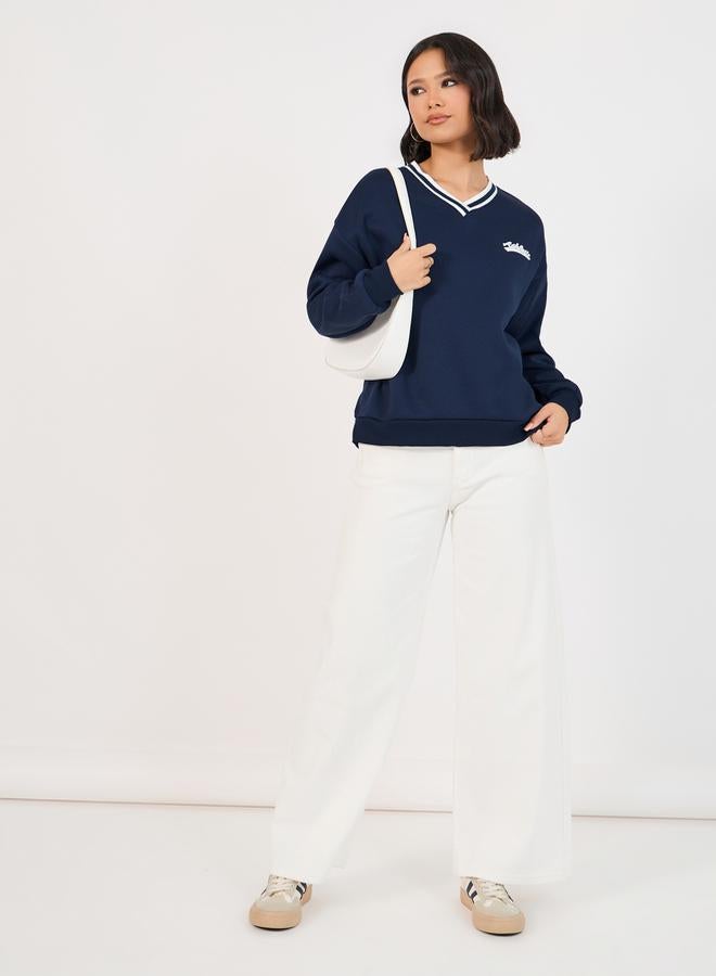 ستايلي سويت شيرت بقصة عادية وطبعات - Image 2