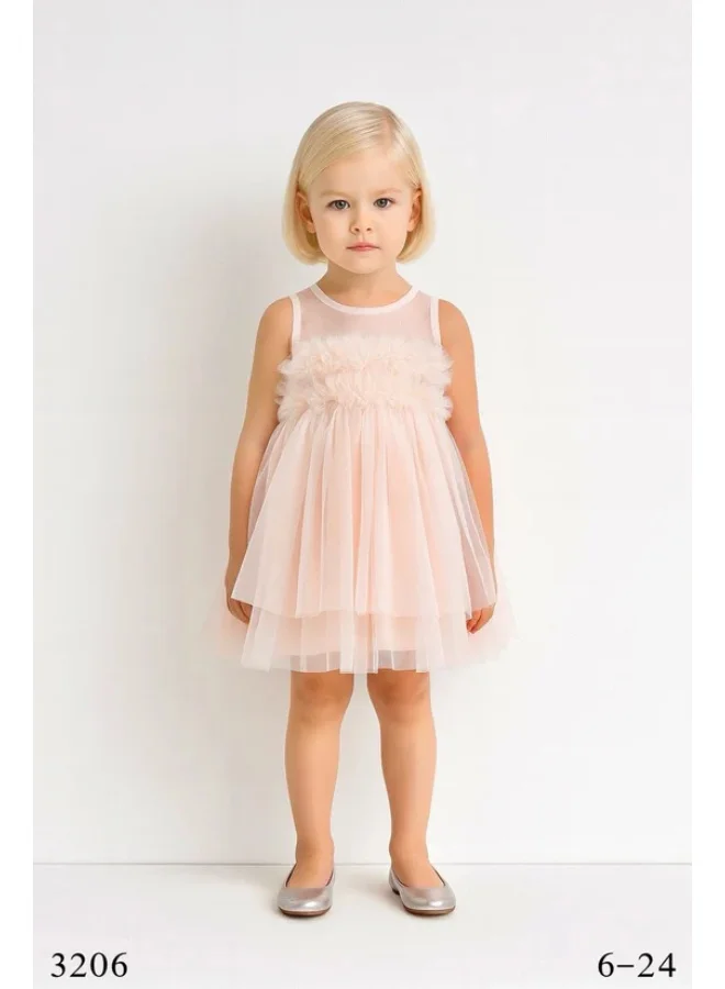 فيا بامبينو Pink Ruffled Tulle Baby Dress