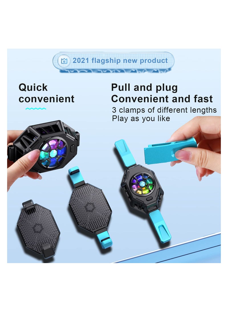 Semiconductor Cooler with Colorful LED Lights and Back Clip, Ideal for Mobile Gaming, Live Streaming, Outdoor Vlogging, and Car Use, Compatible with iPad, Tablets, and Phones. - Image 2