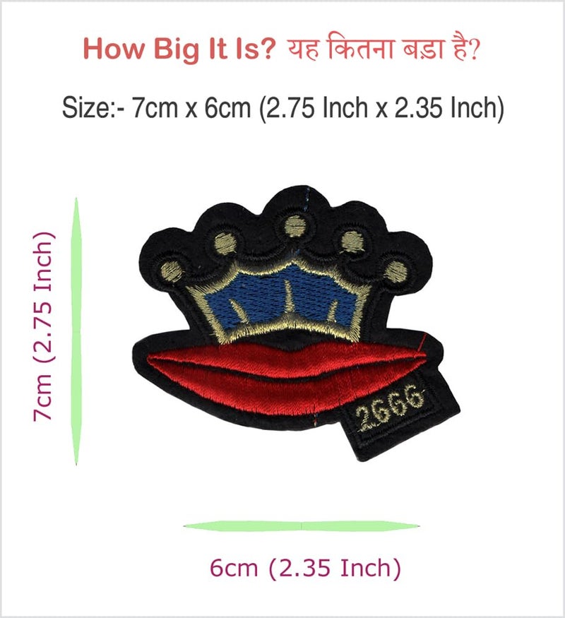 Generic Taj Smile' Applique Embroidered Sew-on Patch ; Size: 7cm x 6cm for Jackets, Bags, T-Shirts, Jeans, Pants, Outdoor Clothing ; Imported from Malaysia (1 Piece). (Code: 6PART-22)  - Image 2