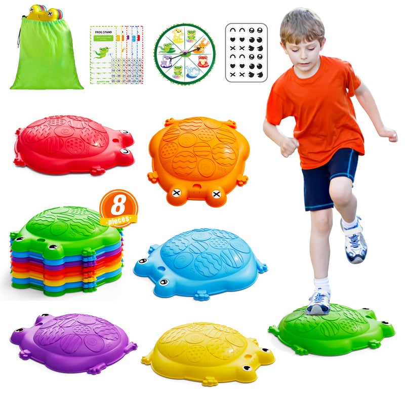 HYES Stepping Stones for Kids 8PCS NonSlip Balance Steps Stones for Toddler 13 Obstacle Courses Sensory Toys Coordination Game for Boys Girls Indoor Outdoor Play Ages 35 - Image 3