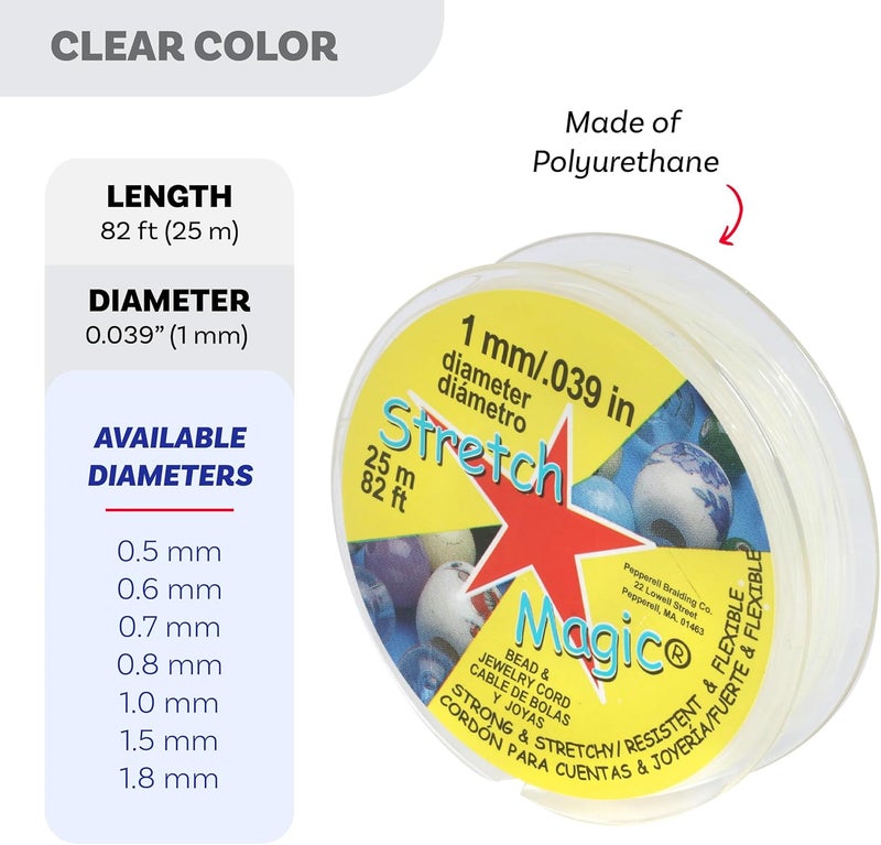 Stretch Magic Bead & Jewelry Cord - Strong & Stretchy Clear Elastic String, 1mm Diameter, 25m Spool for Jewelry Making - Image 3