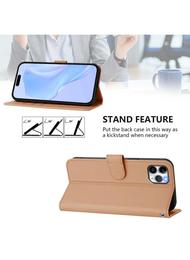 Zaboon Case For iPhone 11 Pro Max Skin Feel Solid Color Leather Phone Case with Lanyard - Image 3
