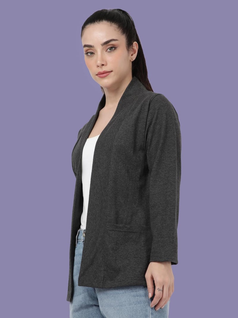 KRYPTIC Women’s Regular Length Cotton Shrug with Side Pockets - Soft Lightweight Layer for Stylish Everyday Wear - Image 3