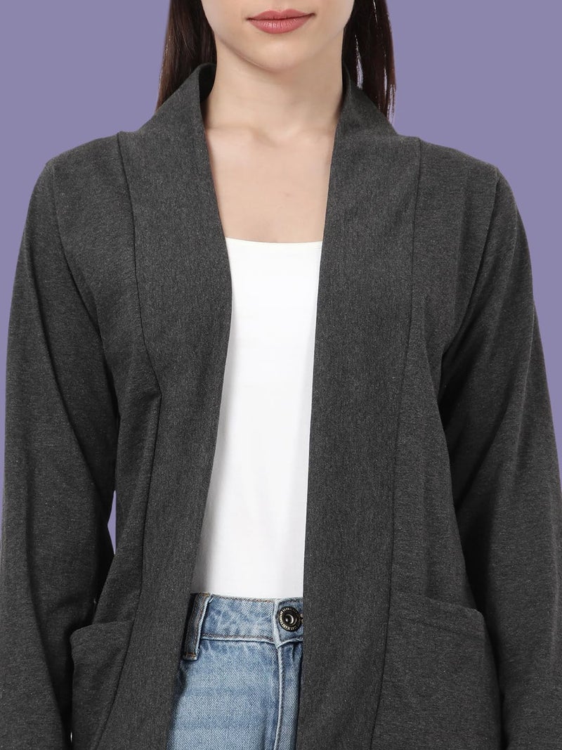 KRYPTIC Women’s Regular Length Cotton Shrug with Side Pockets - Soft Lightweight Layer for Stylish Everyday Wear - Image 5